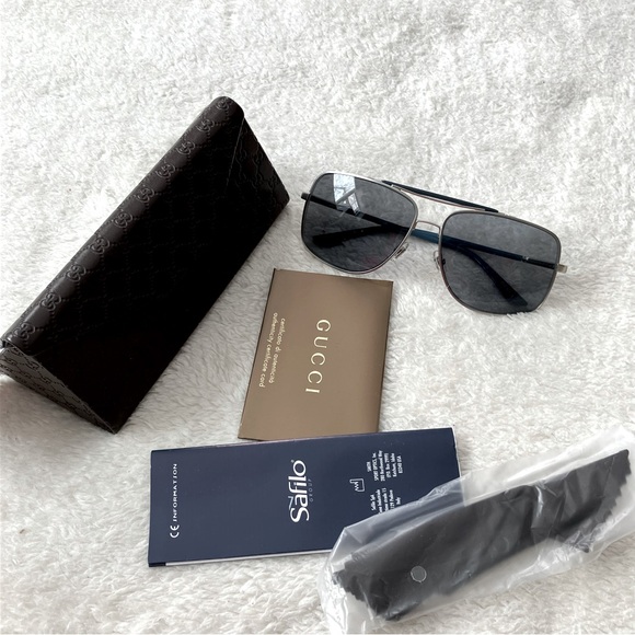 NWB Authentic Gucci Men’s Aviator Metal Frame Sunglasses - Picture 4 of 8